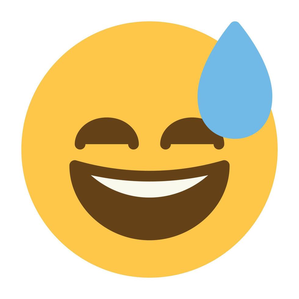 Grinning sweating face emoji icon vector