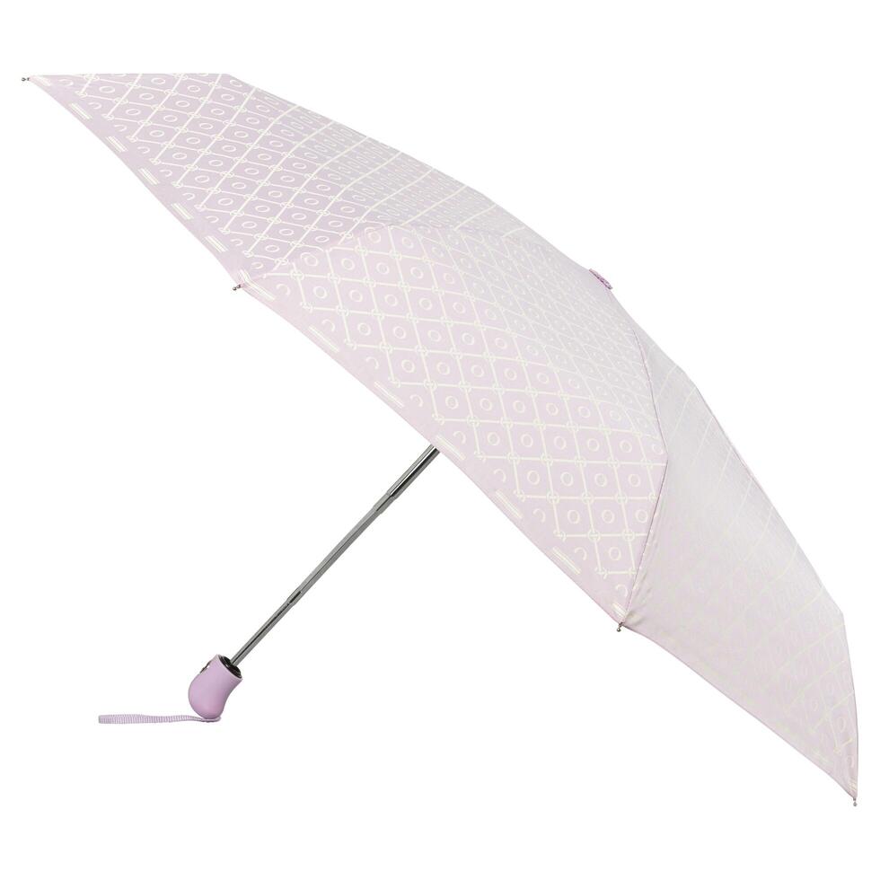 Opened umbrella isolated on white background with clipping path. Umbrella with handle for mock up. copy space, design template for mock-up, branding, advertise etc. Studio Photography shoot photo