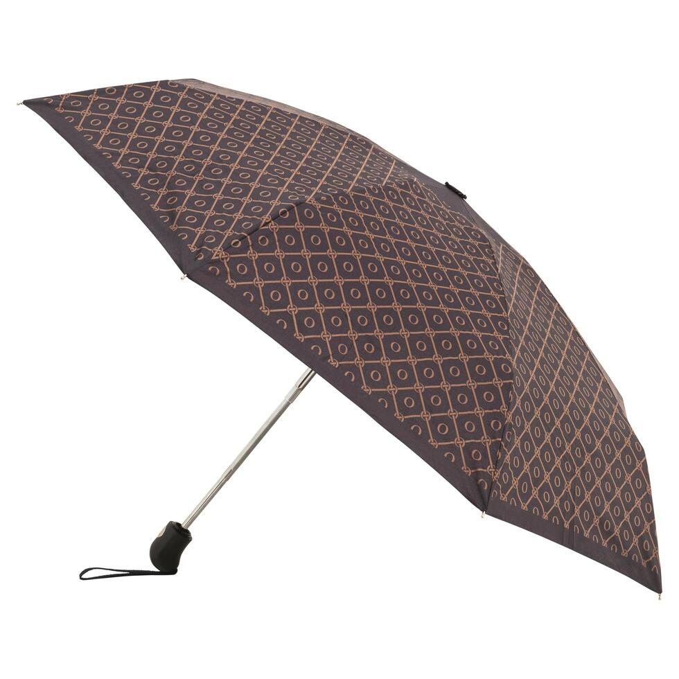 Opened umbrella isolated on white background with clipping path. Umbrella with handle for mock up. copy space, design template for mock-up, branding, advertise etc. Studio Photography shoot photo