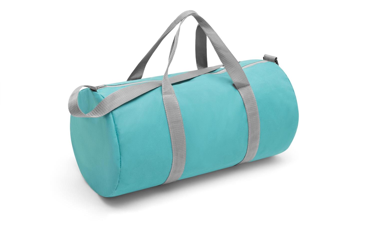 cerca arriba al aire libre de moda Moda Deportes personalizado nylon bandolera hombro Correa bolso medio Talla muletón gimnasio viaje pantalones para hombres mujer aislado en blanco antecedentes. parte superior vista. dos tono en azul bolso. foto