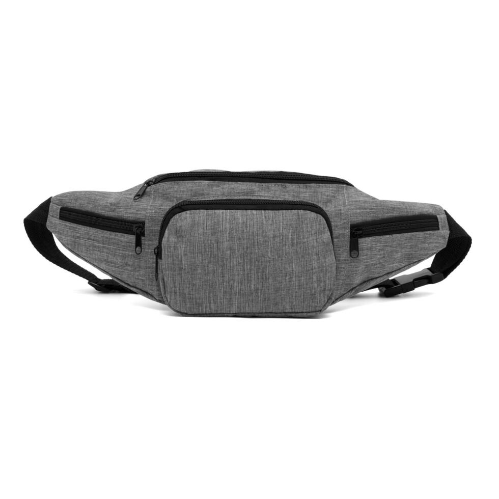 Fashion unisex business Waist Belt Black Business Office Banana Bag bumbag with zipper for men on isolated White Background in side, mock up. clipping path included. photo