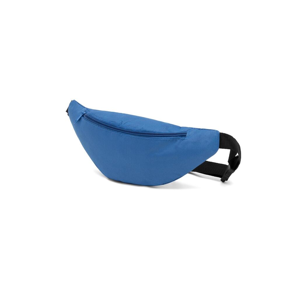 Fashion unisex business Waist Belt Blue Business Office Banana Bag bumbag with zipper for men on isolated White Background in side, mock up. clipping path included. photo