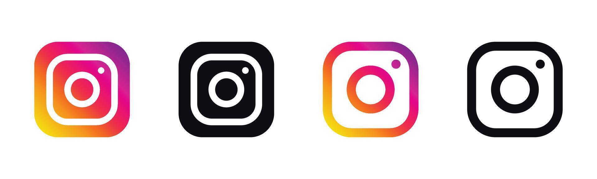 Instagram Logo Icon Set - Social Media Brand Symbols Vector Graphics