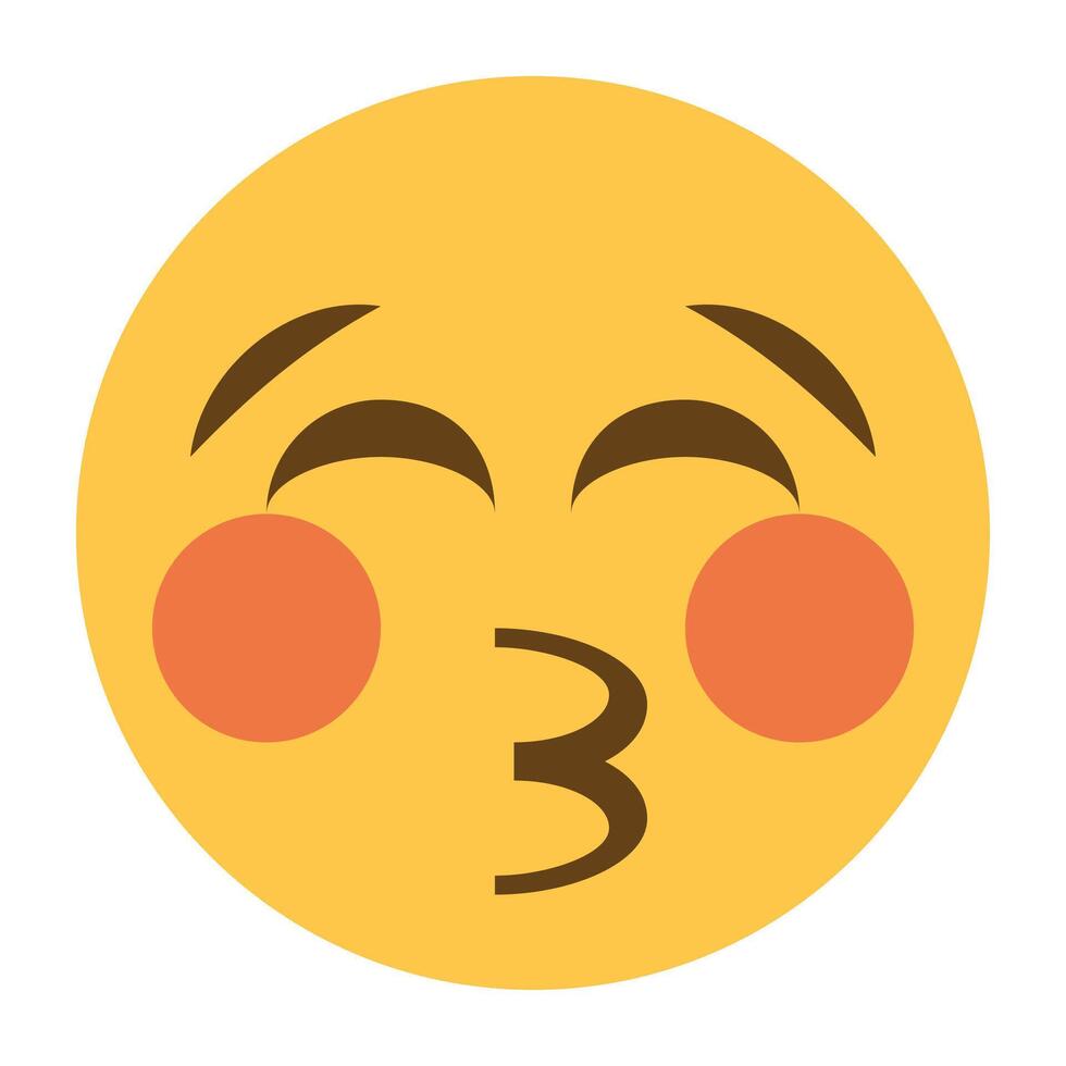 Kissing face with closed eyes emoji icon vector