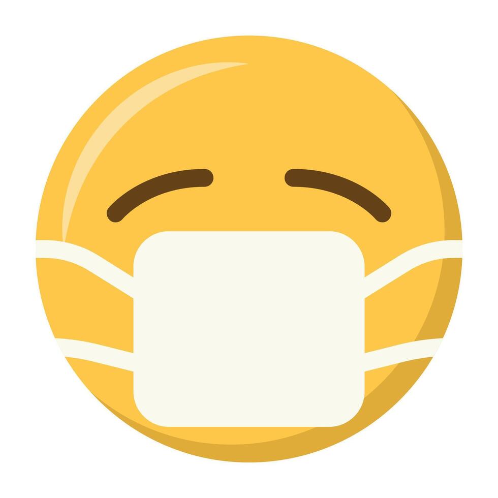 Medical mask face emoji icon vector