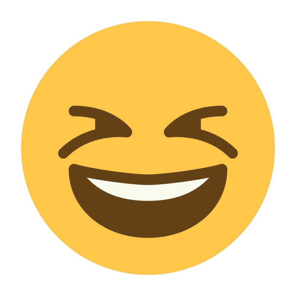 Grinning squinting face emoji icon vector