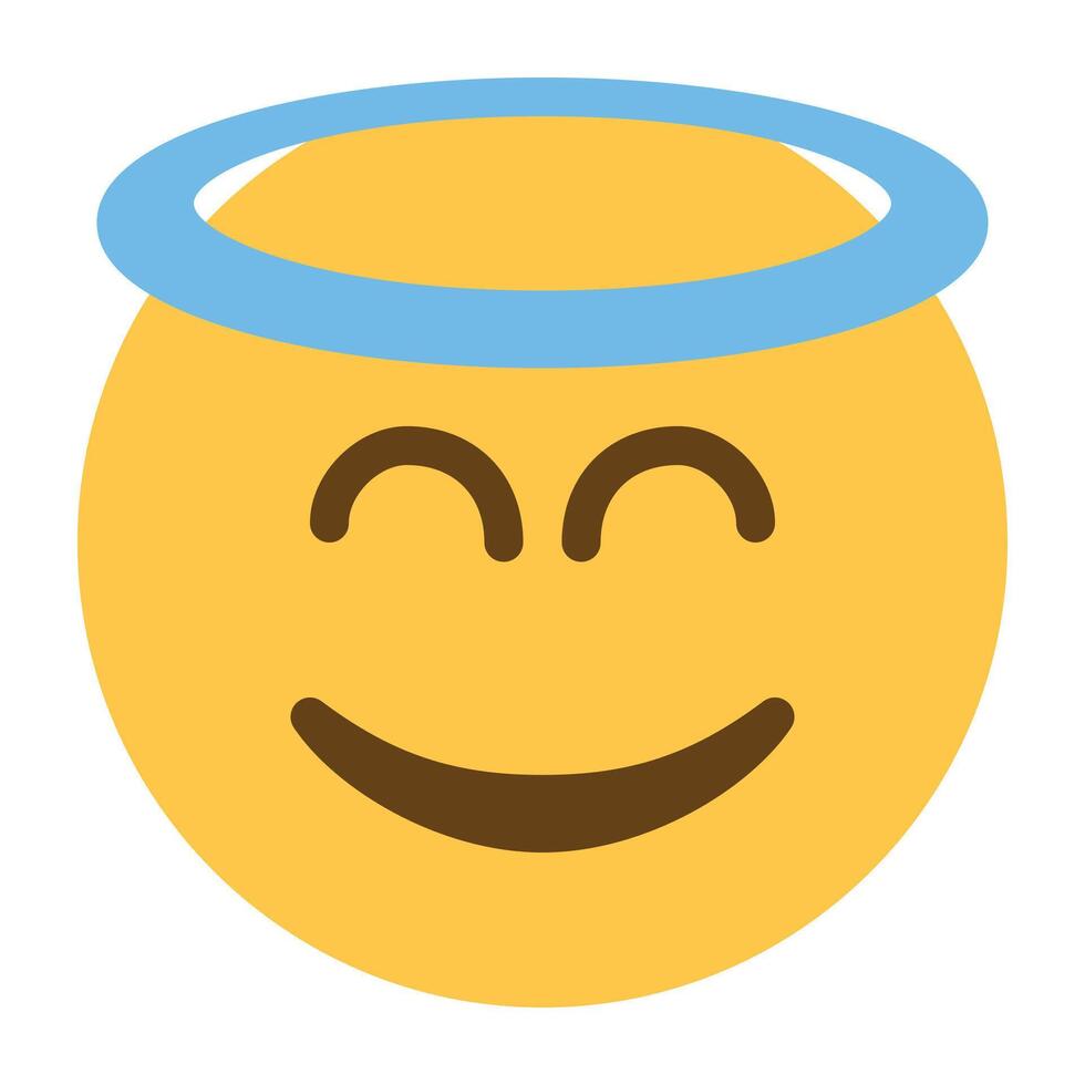 Smiling face with halo emoji icon vector