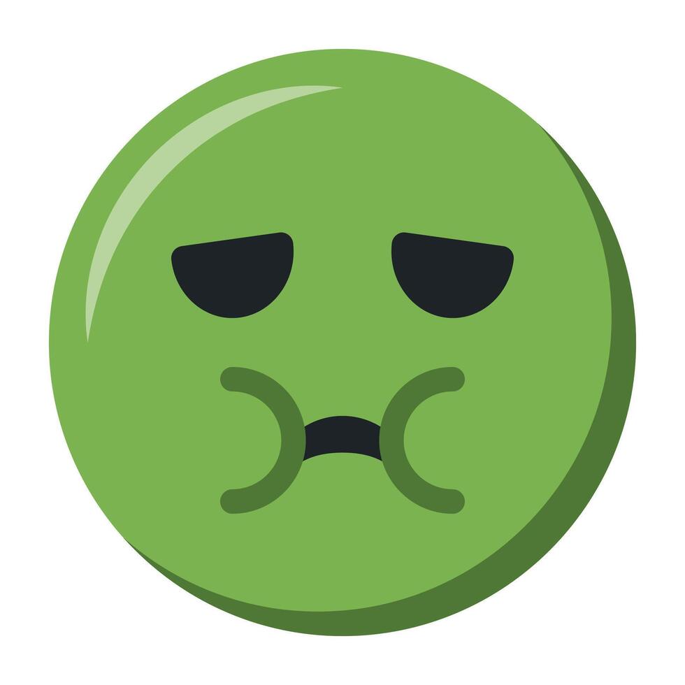 Nauseated face emoji icon vector