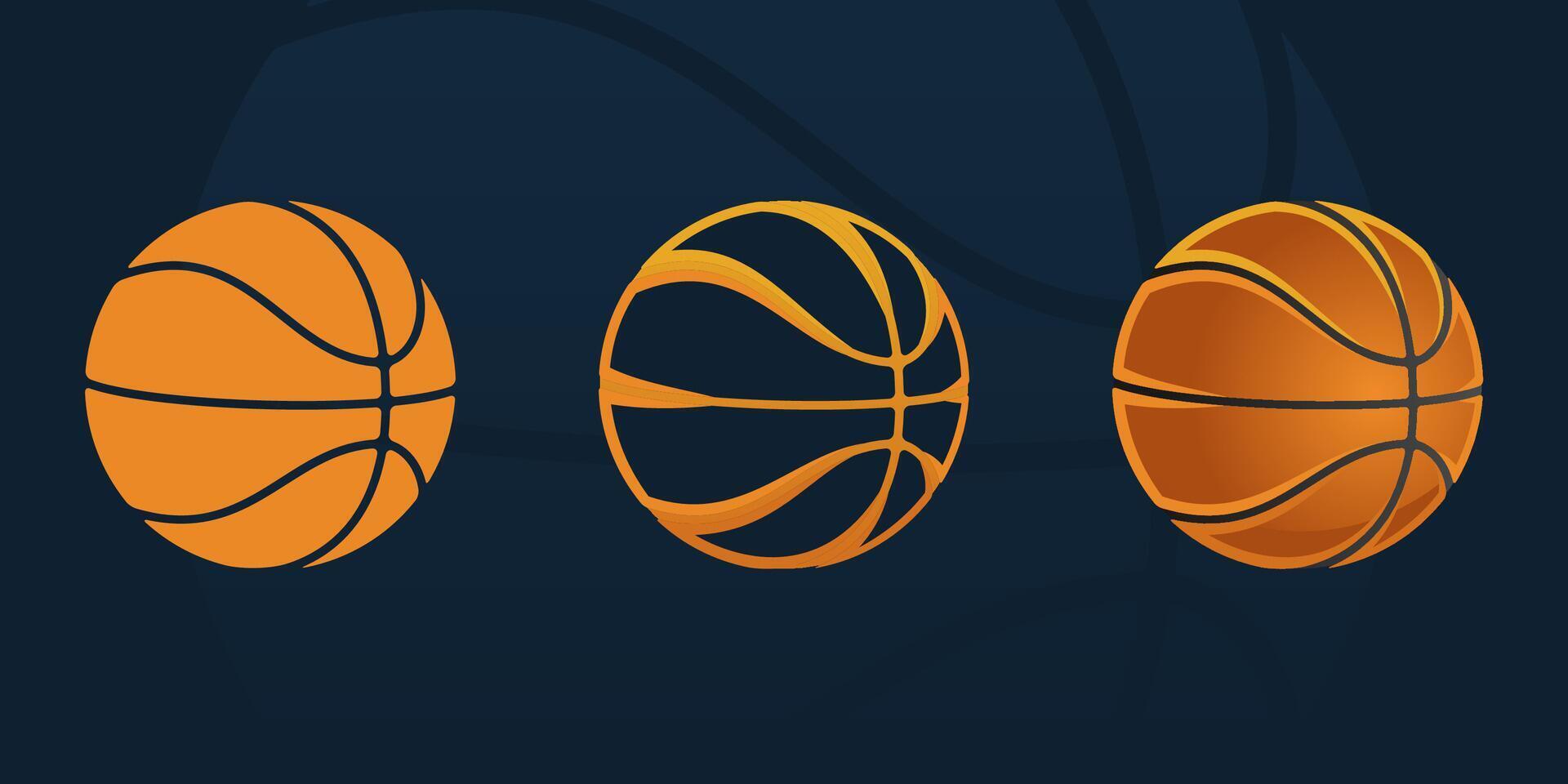 diferente estilo de diseño y icono baloncesto pelota vector ilustración lado perspectiva ver