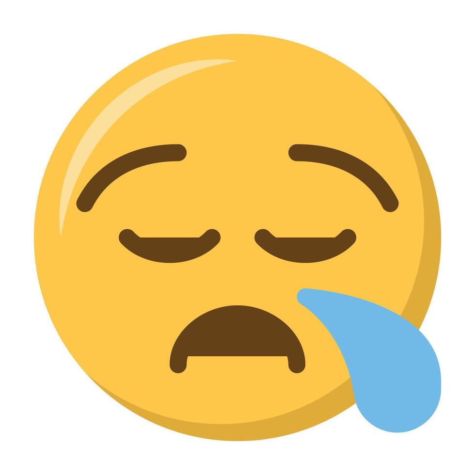 Sleepy face emoji icon vector