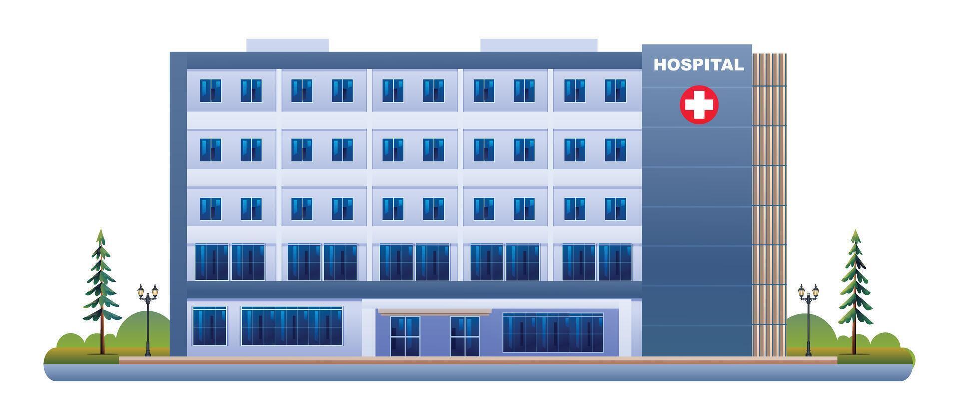 Public hospital building vector illustration. Medical clinic isolated on white background