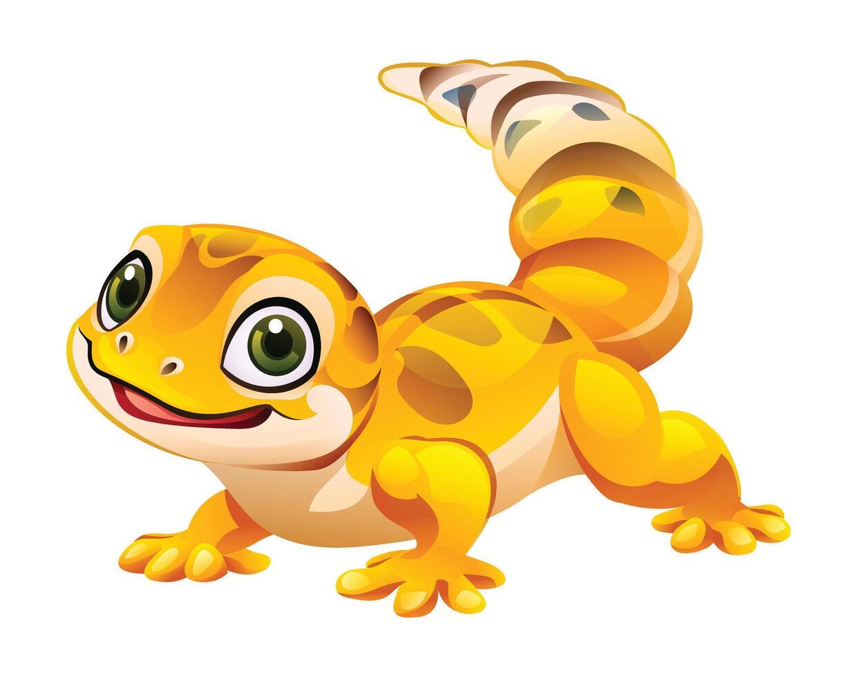 Cute leopard gecko cartoon vector illustration isolated on white background