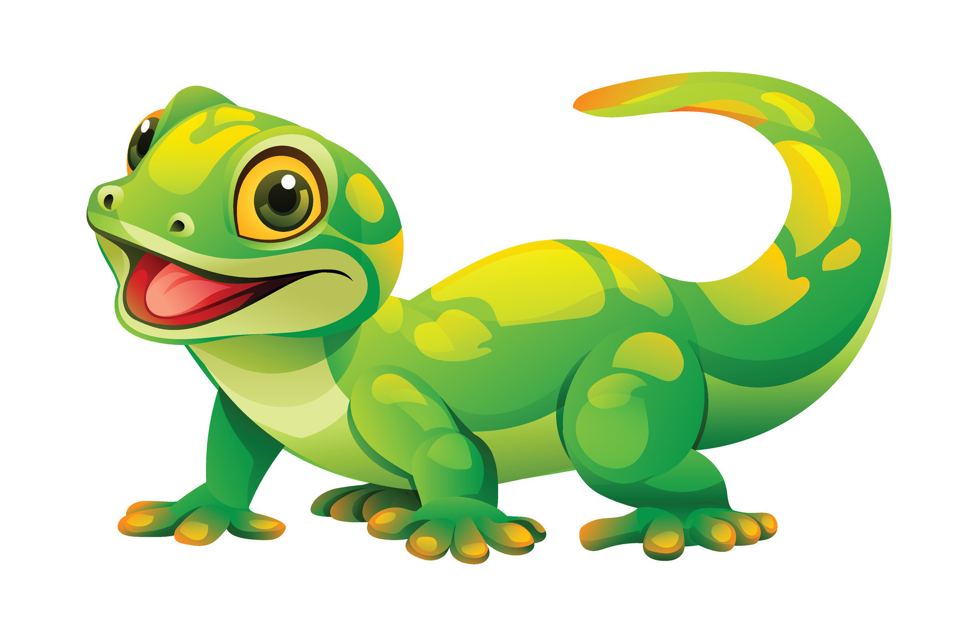 Green Gecko Cartoon
 Cute green gecko cartoon illustration Lizard vector isolated on white