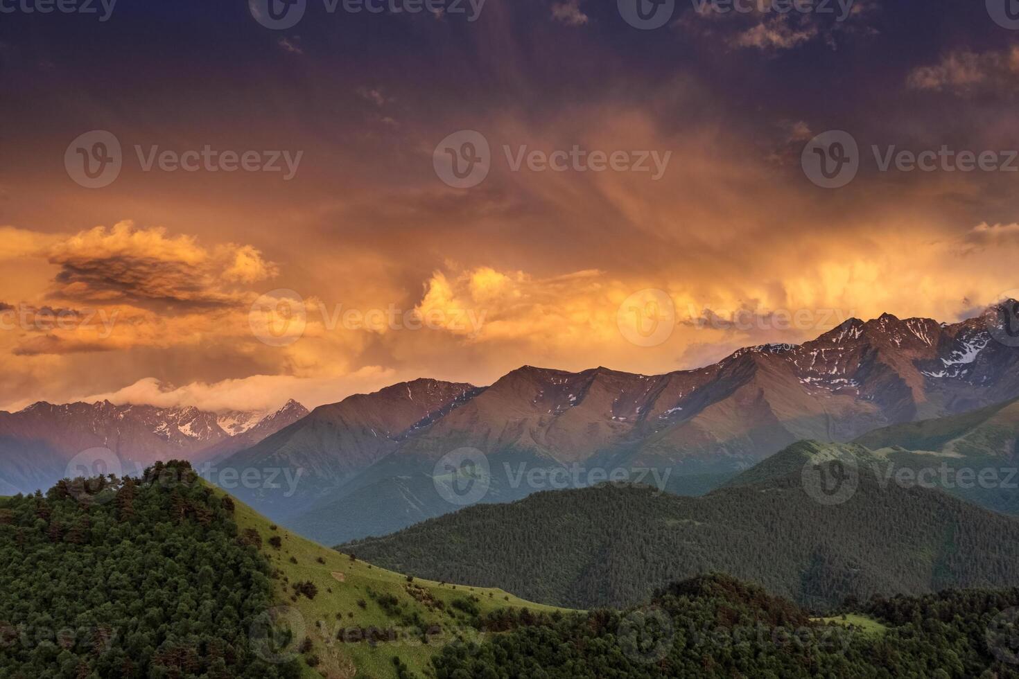 Sunset in smoky mountains, photo