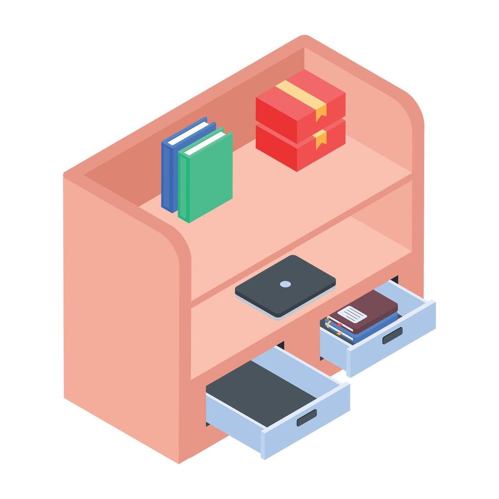 Office and Home Furniture Isometric Icon vector