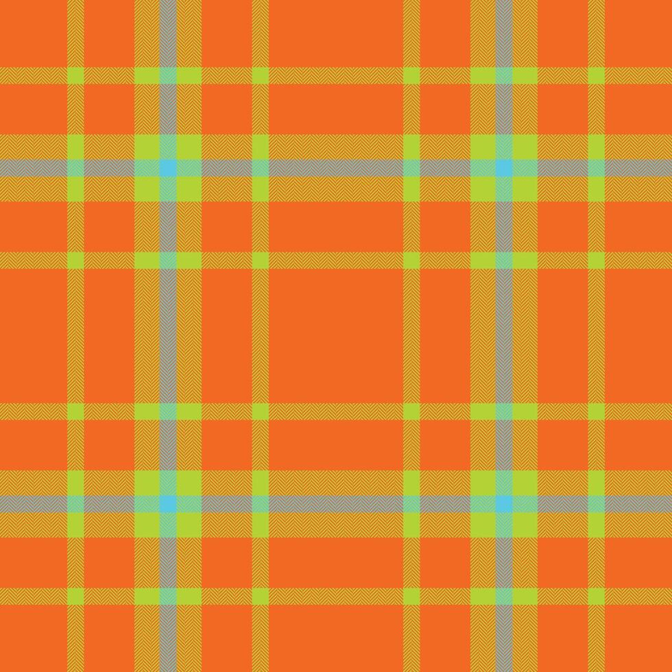 Plaid seamless pattern in orange. Check fabric texture. Vector textile print.