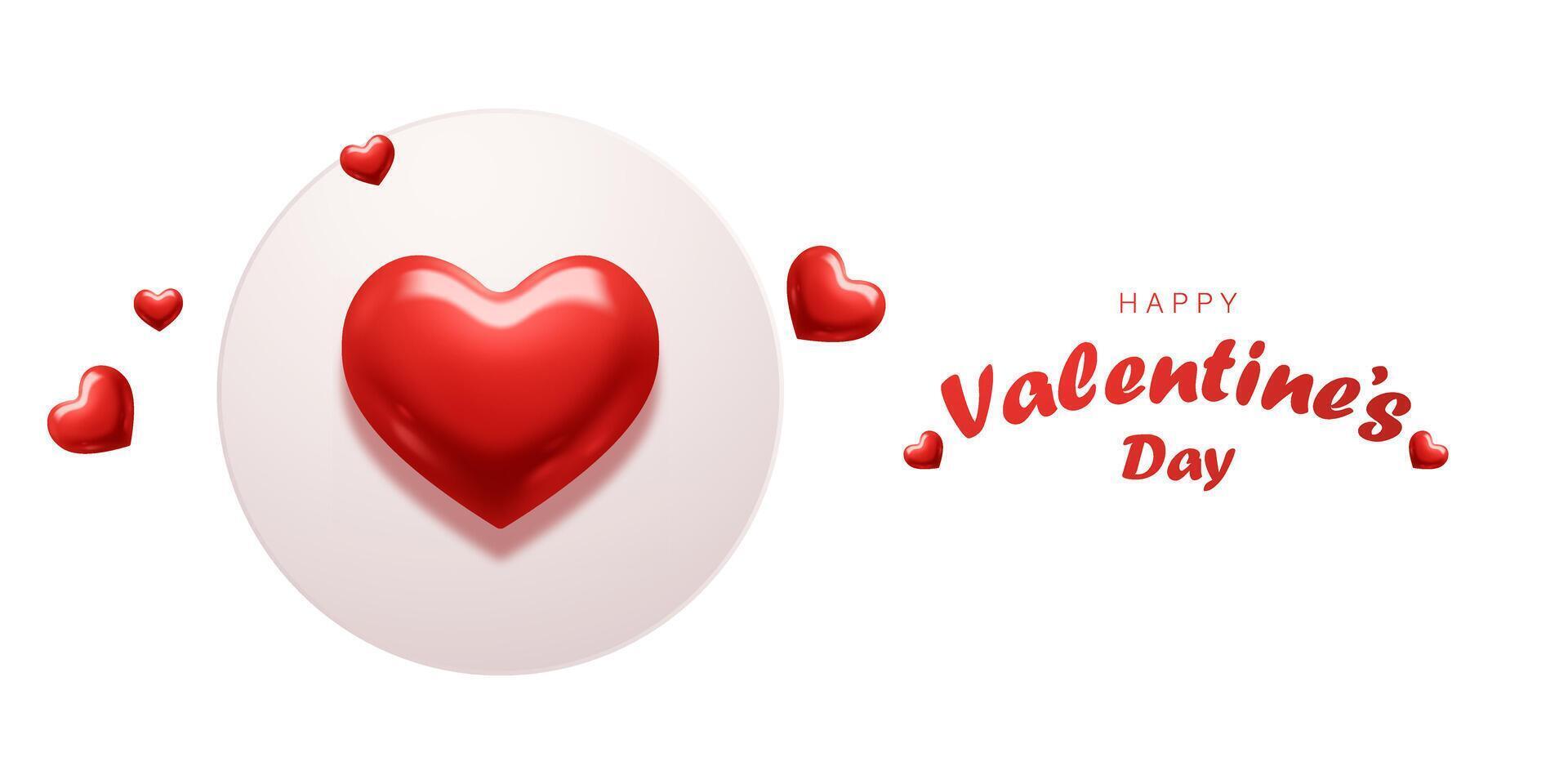 contento San Valentín día póster o vale diseño con hermosa rojo corazones. vector ilustración