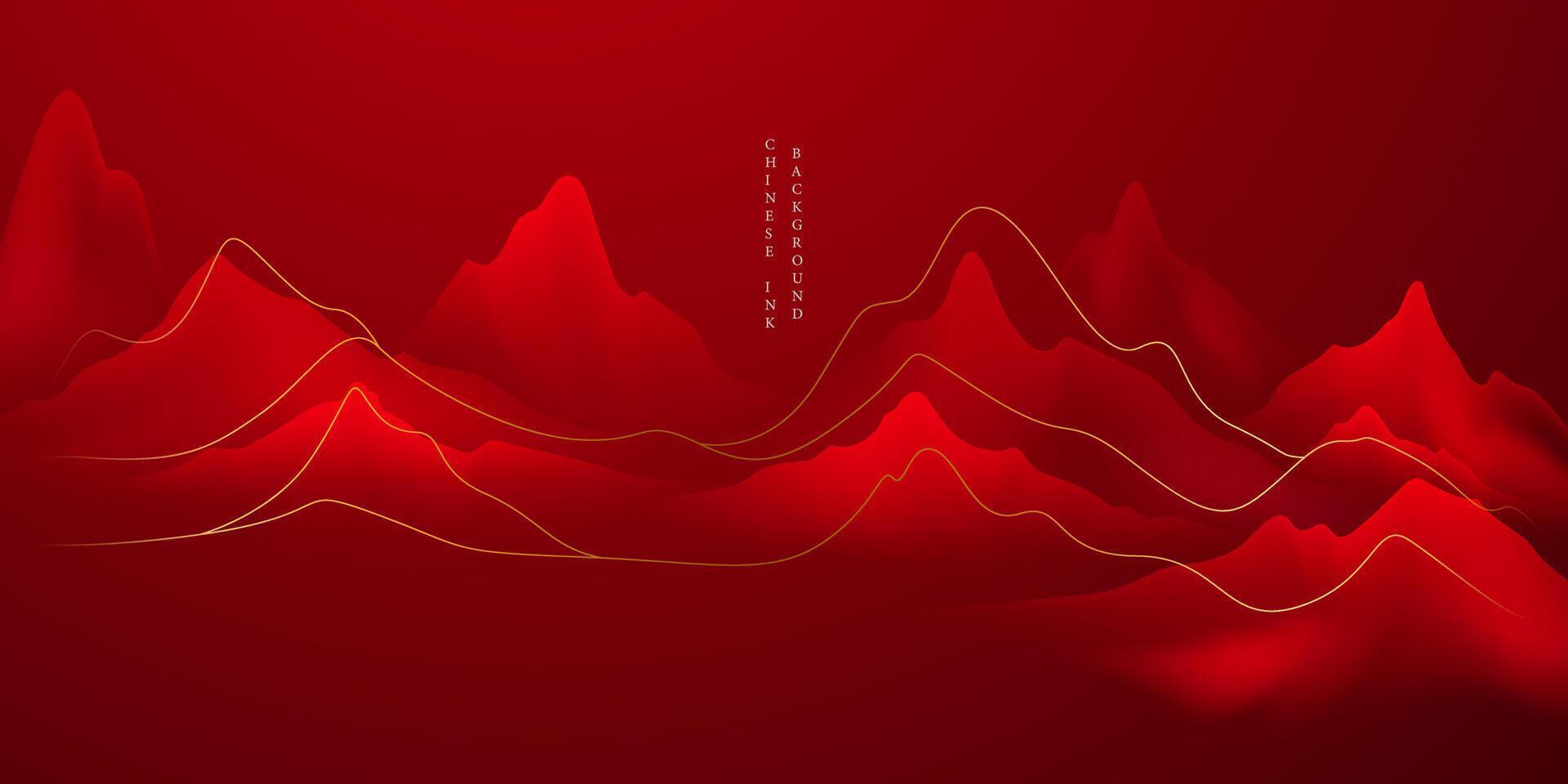 Modern design vector illustration of beautiful Chinese ink landscape painting.