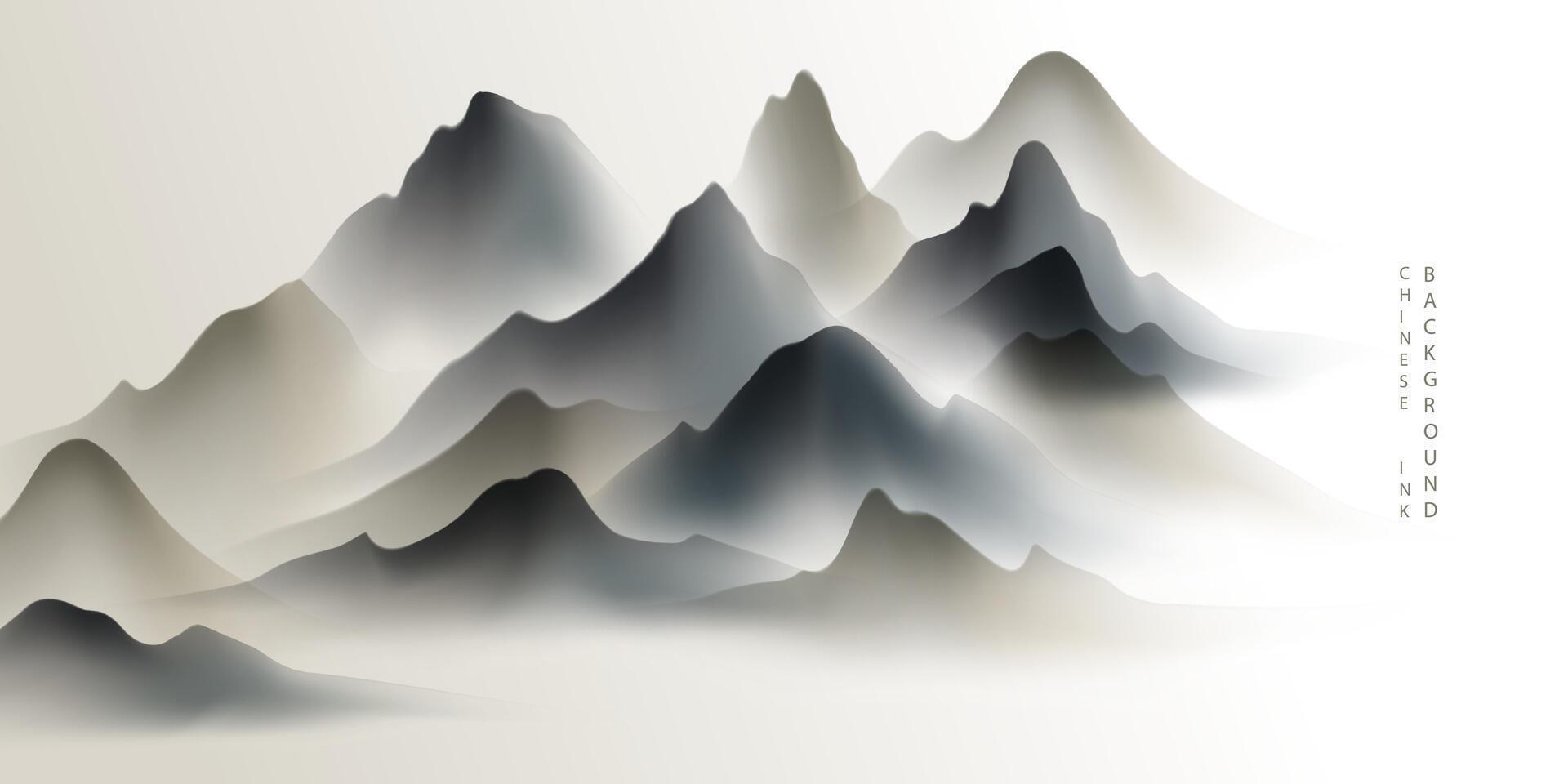 Modern design vector illustration of beautiful Chinese ink landscape painting.