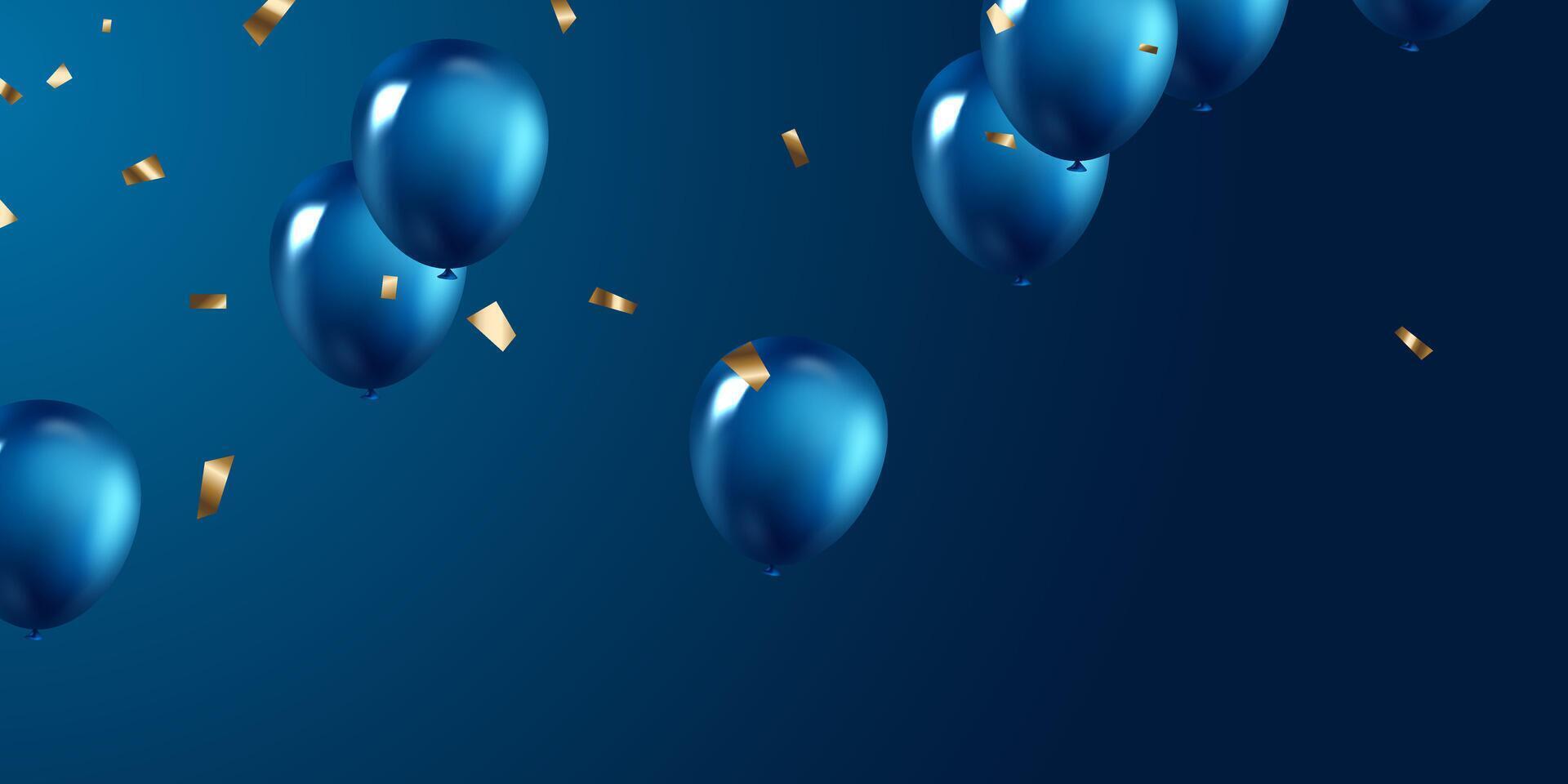 Celebration background with beautifully arranged blue balloons. 3DVector illustration design vector