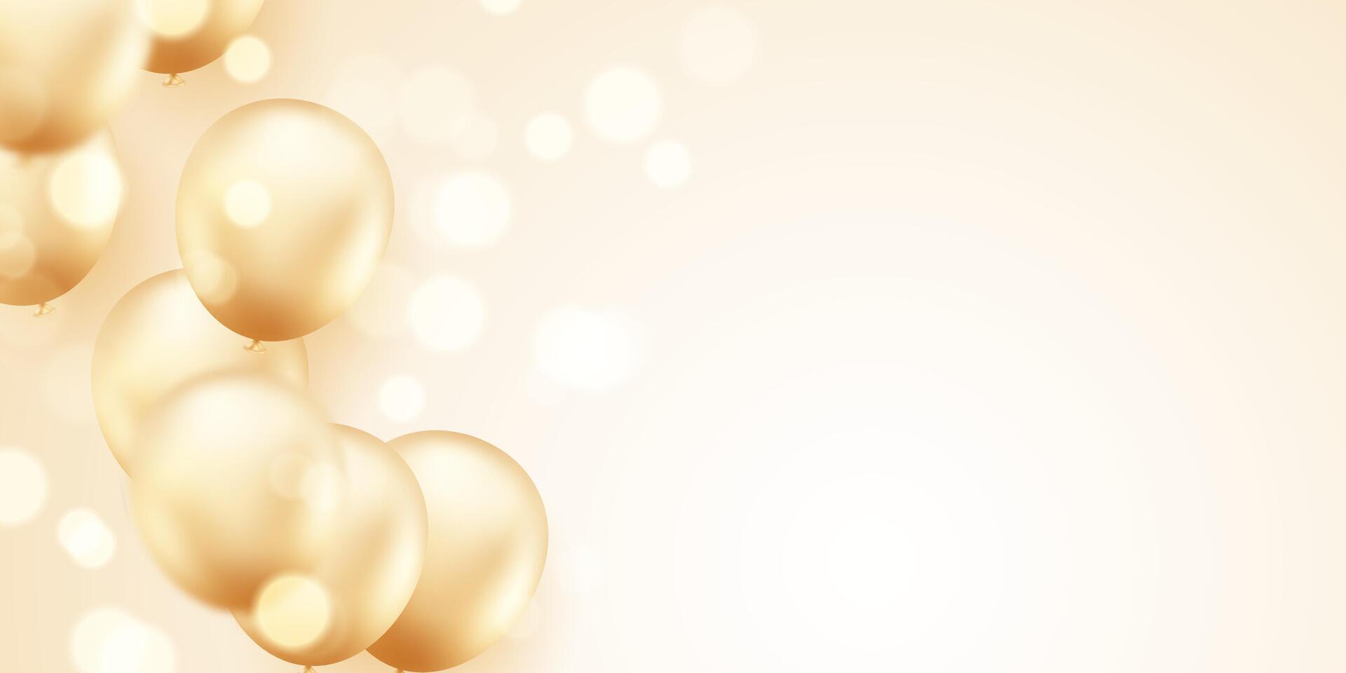 3D golden balloon design background beautiful illustration banner template vector