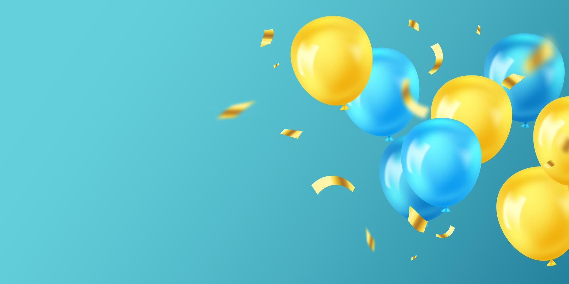 Celebration background with beautifully arranged blue balloons. 3DVector illustration design vector