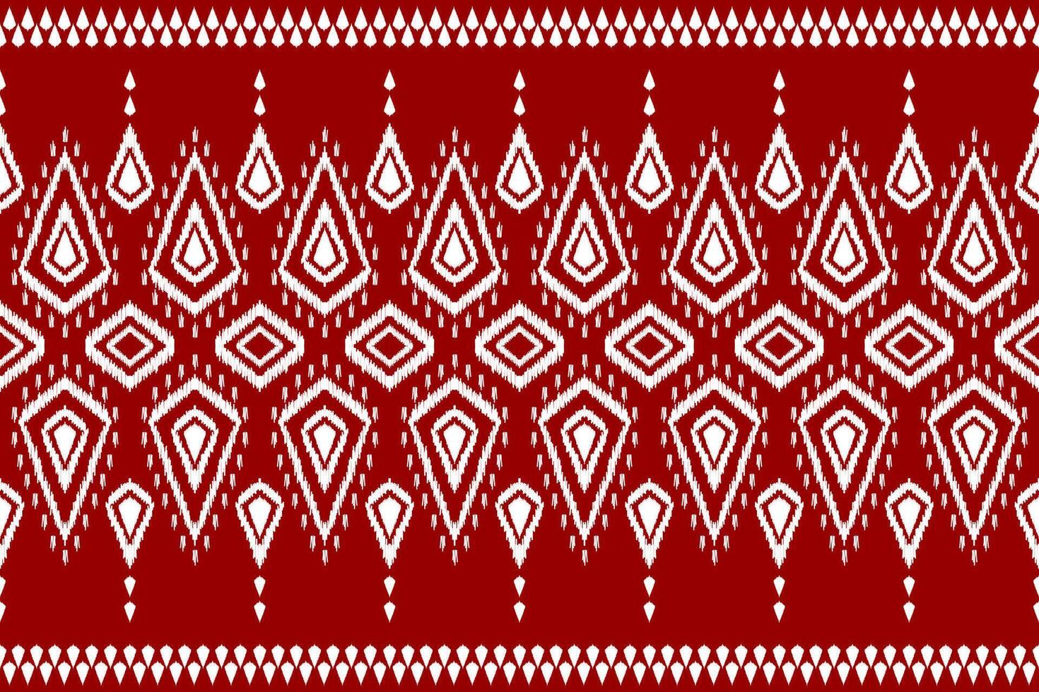 Ethnic ikat seamless pattern traditional. Carpet tribal style. Aztec ornament print. Red background. vector