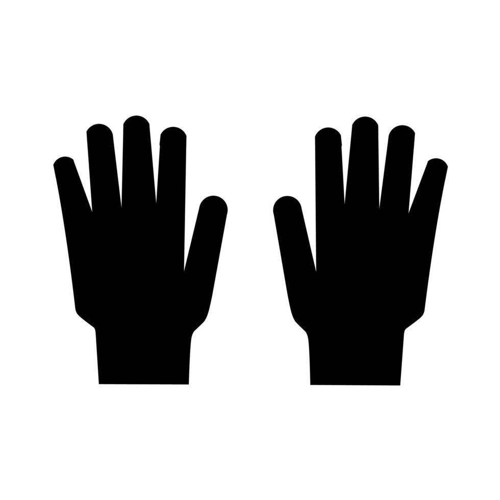 Construction gloves silhouette icon isolated on white background. A pair of black construction gloves. vector