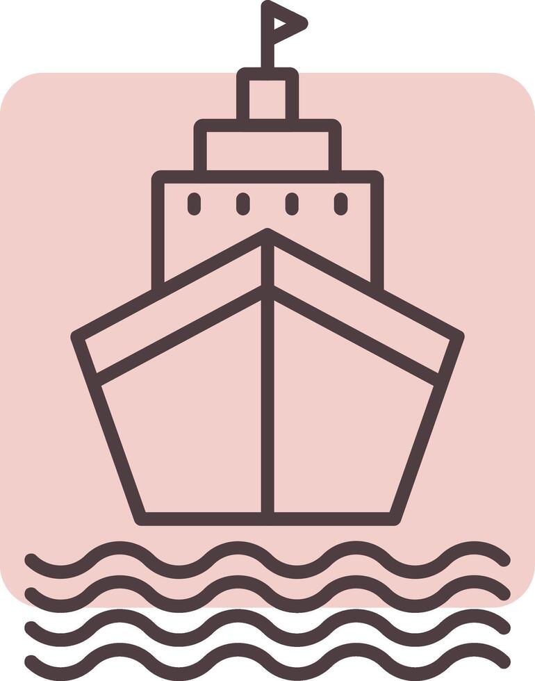Embarcacion línea forma colores icono vector