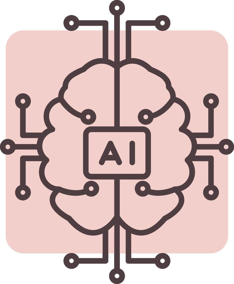 Artificial Intelligence Line  Shape Colors Icon vector