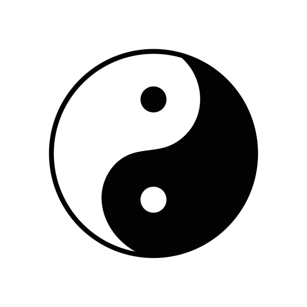 Yin yang icon. Harmony and balance sign on transparent background. Black and white taoism symbol. Isolated vector illustration.