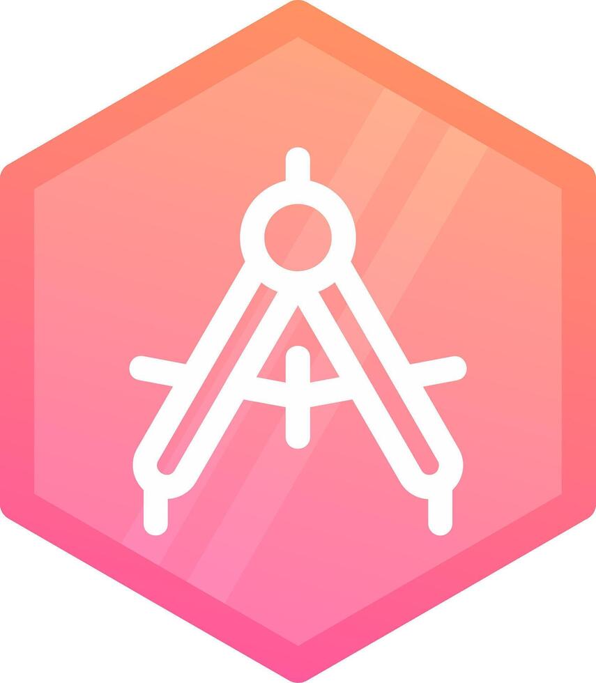 Drawing compass Gradient polygon Icon vector