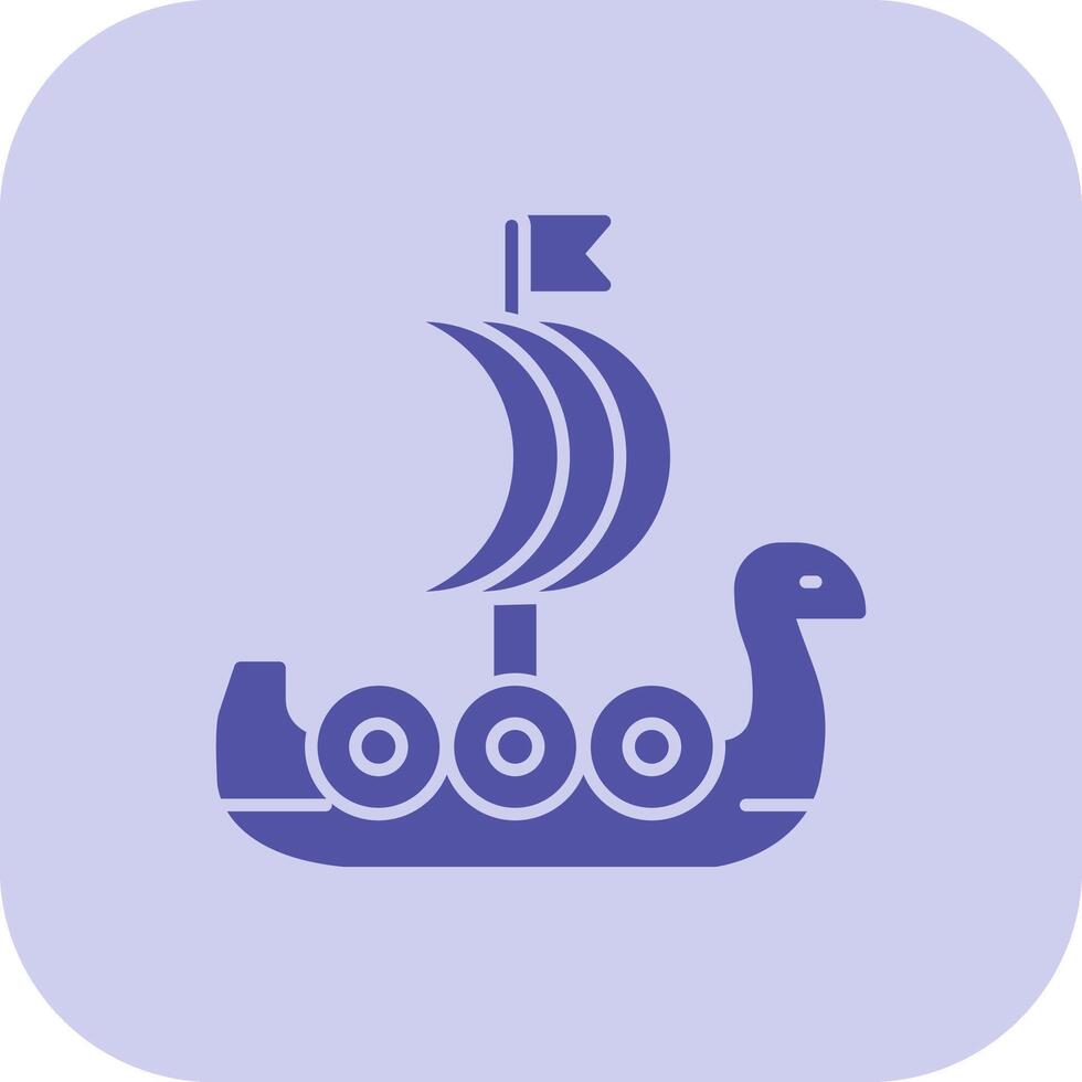 Viking Ship Glyph Tritone Icon vector