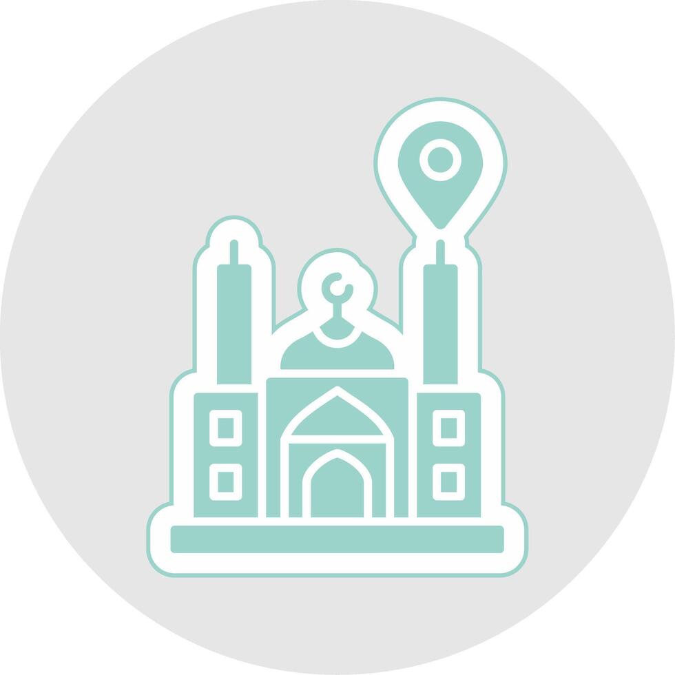 Mosque Location Glyph Multicolor Sticker Icon vector