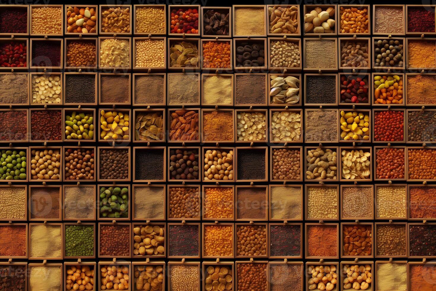 AI generated Many different types of herbs and spices. Neural network AI generated photo