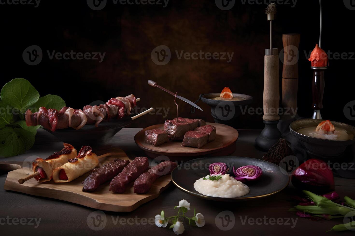 AI generated Table with Turkish national dishes. Neural network AI generated photo