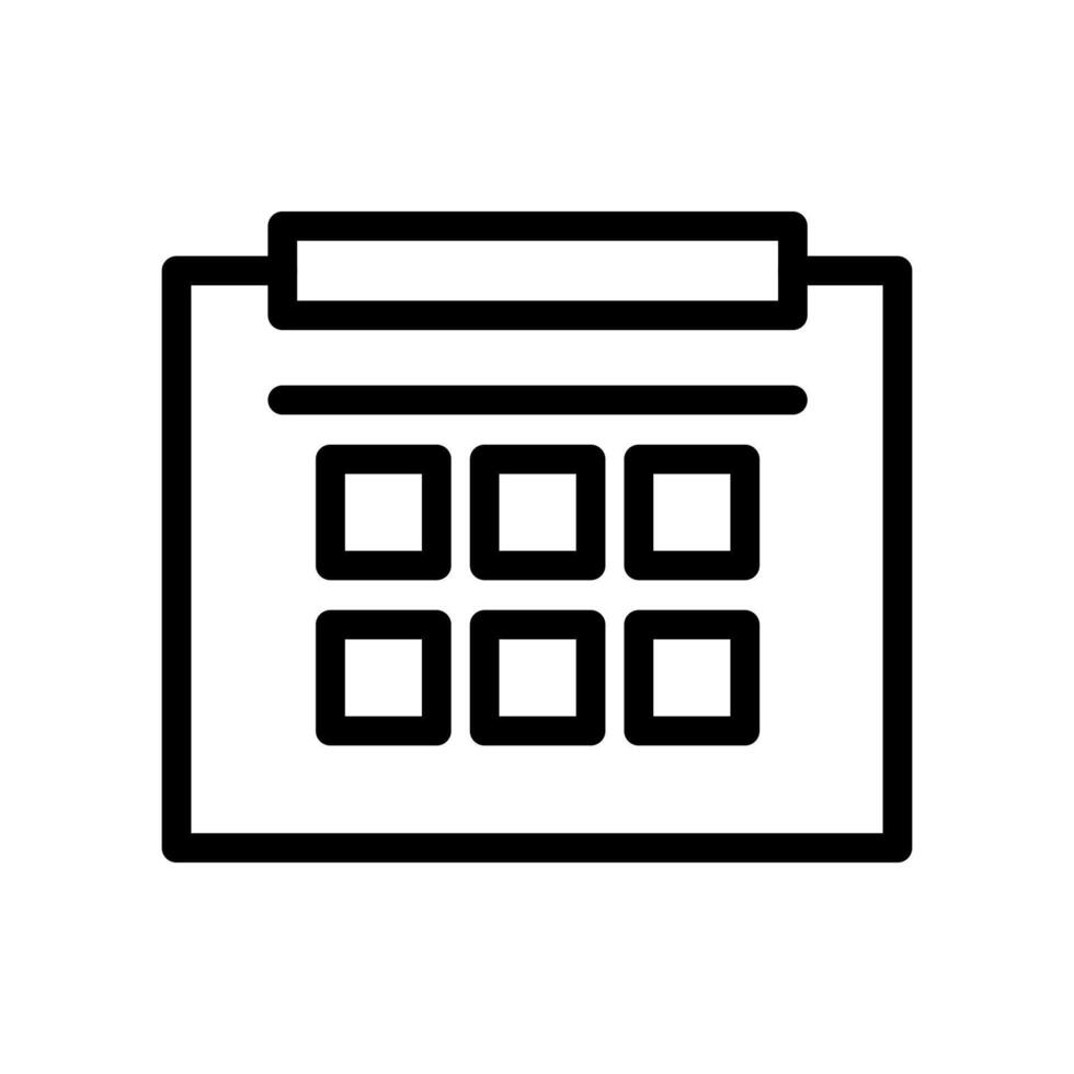 Vector black line icon business calendar isolated on white background