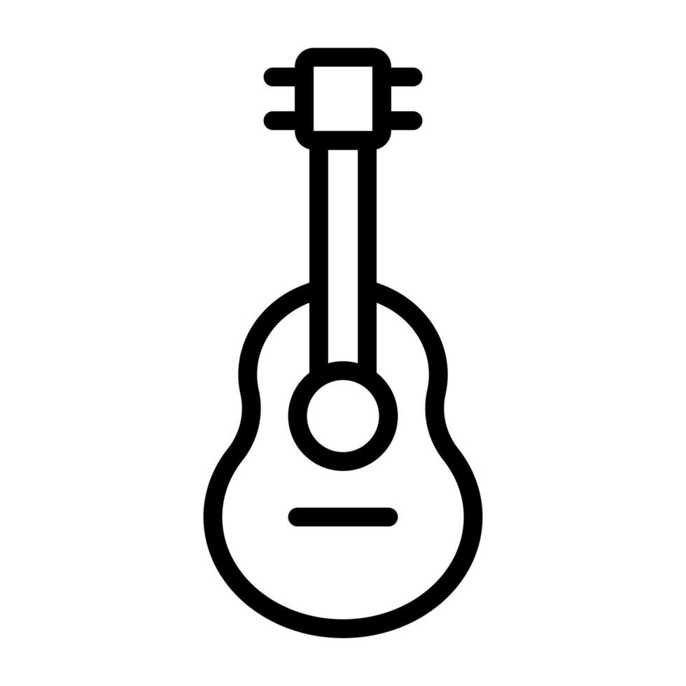 Vector black line icon acoustic guitar isolated on white background