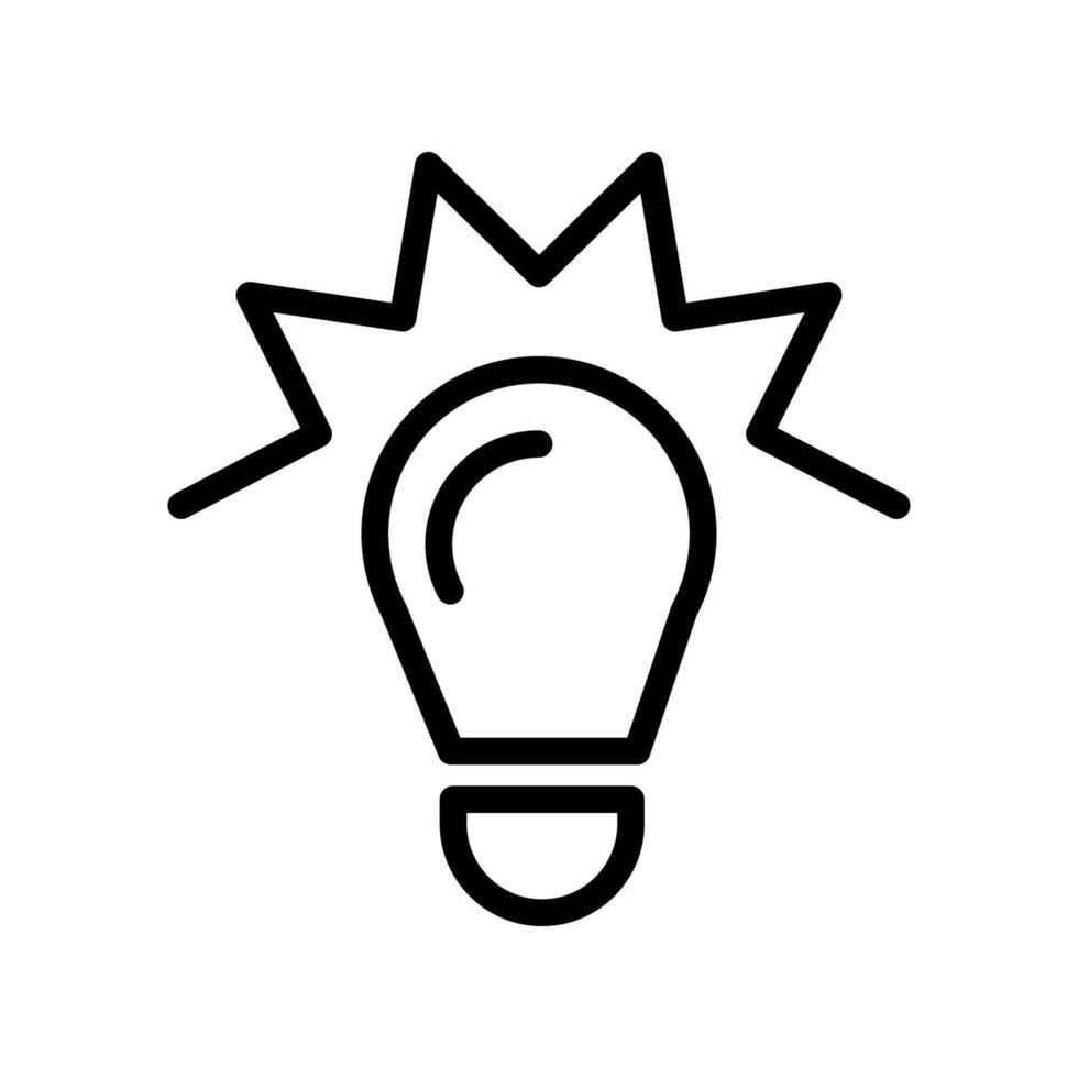 Vector black line icon light bulb on isolated on white background