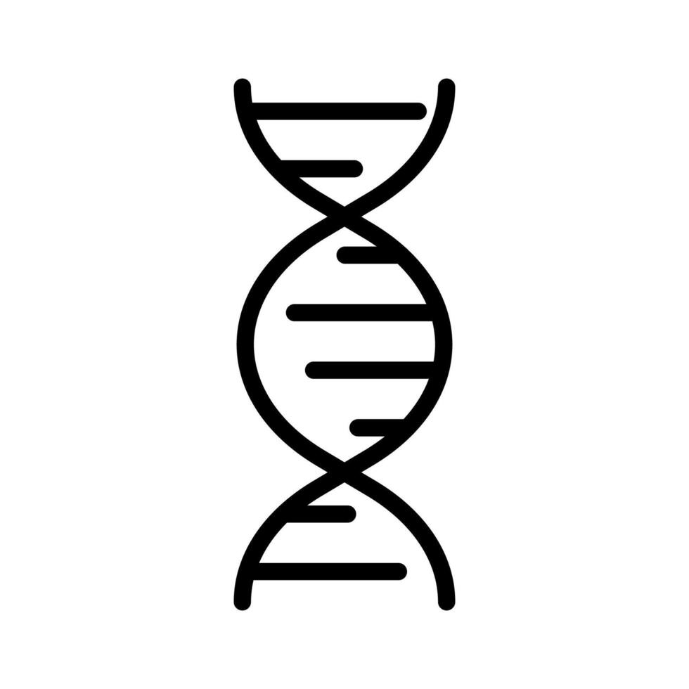 Vector black line icon dna structure isolated on white background