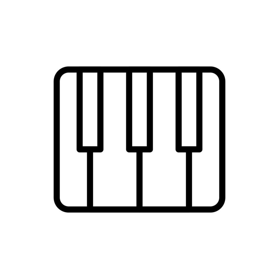 Vector black line icon piano keyboard isolated on white background