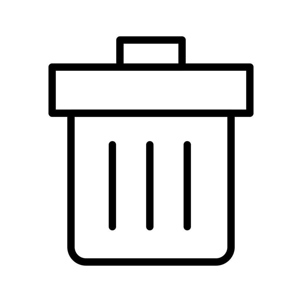 Vector black line icon trash can isolated on white background
