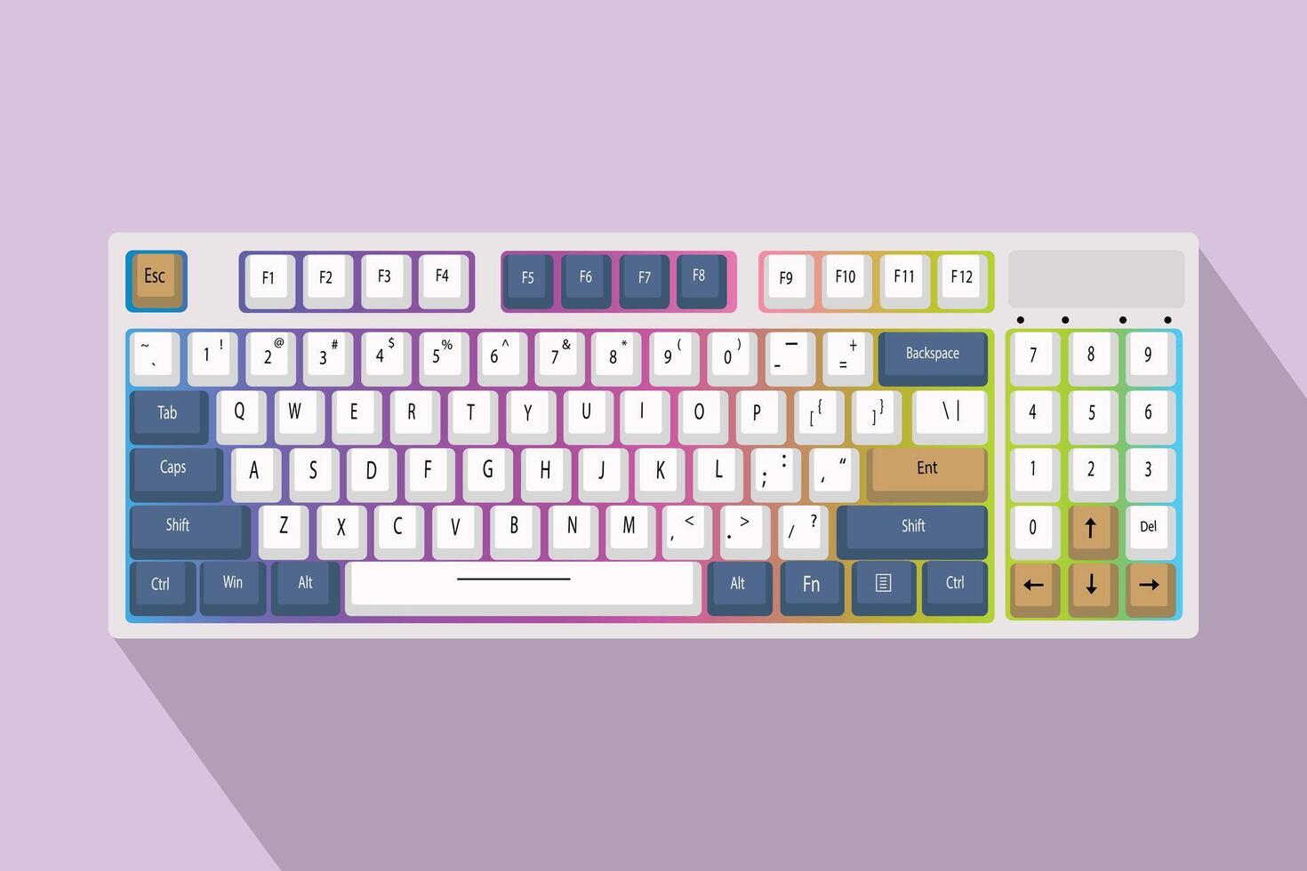 Gaming keyboard top view isolated on Background vector illustration eps