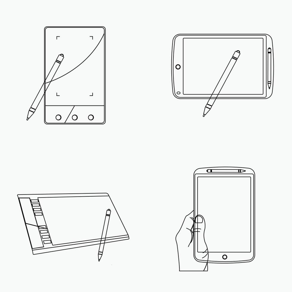 digital gráficos tableta con dibujo bolígrafo vector ilustración