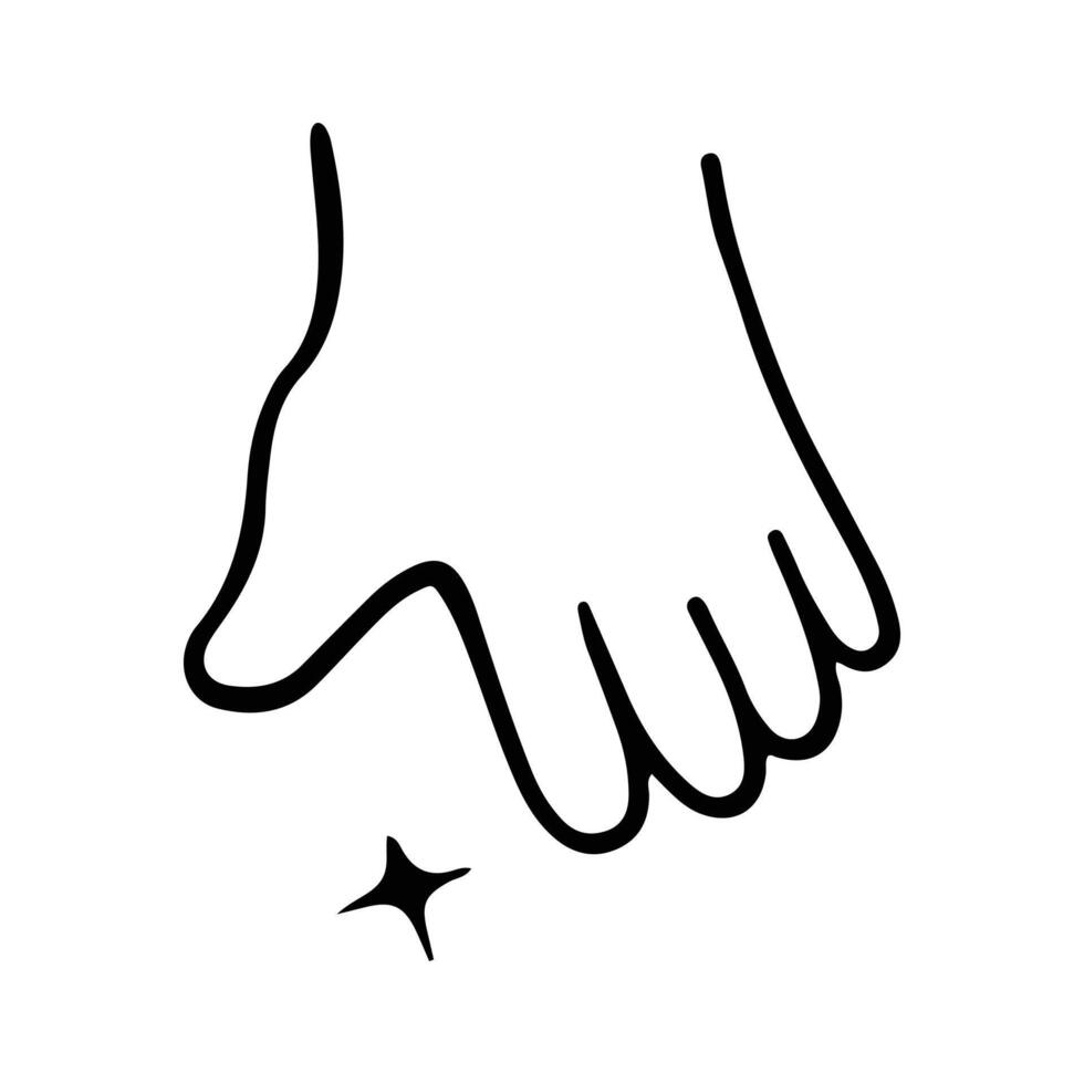 kawaii mano gestos firmar y símbolo aislado en blanco antecedentes. linda garabatear dibujos animados mano diseño. adecuado para pegatinas, para niños libros y dibujos animados elementos vector