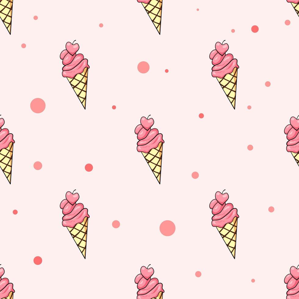 cute ice cream Seamless pattern Hand drawn prints for posters, wrapping paper, backgrounds, wallpaper, scrapbooking, textiles, children's fashion and stationery. vector