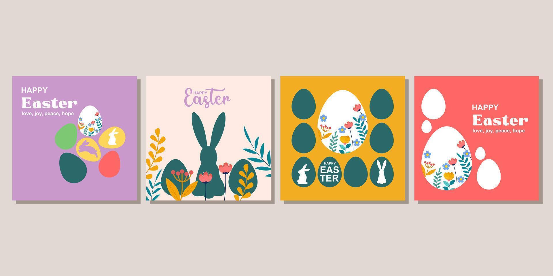 Happy Easter Card Collection vector