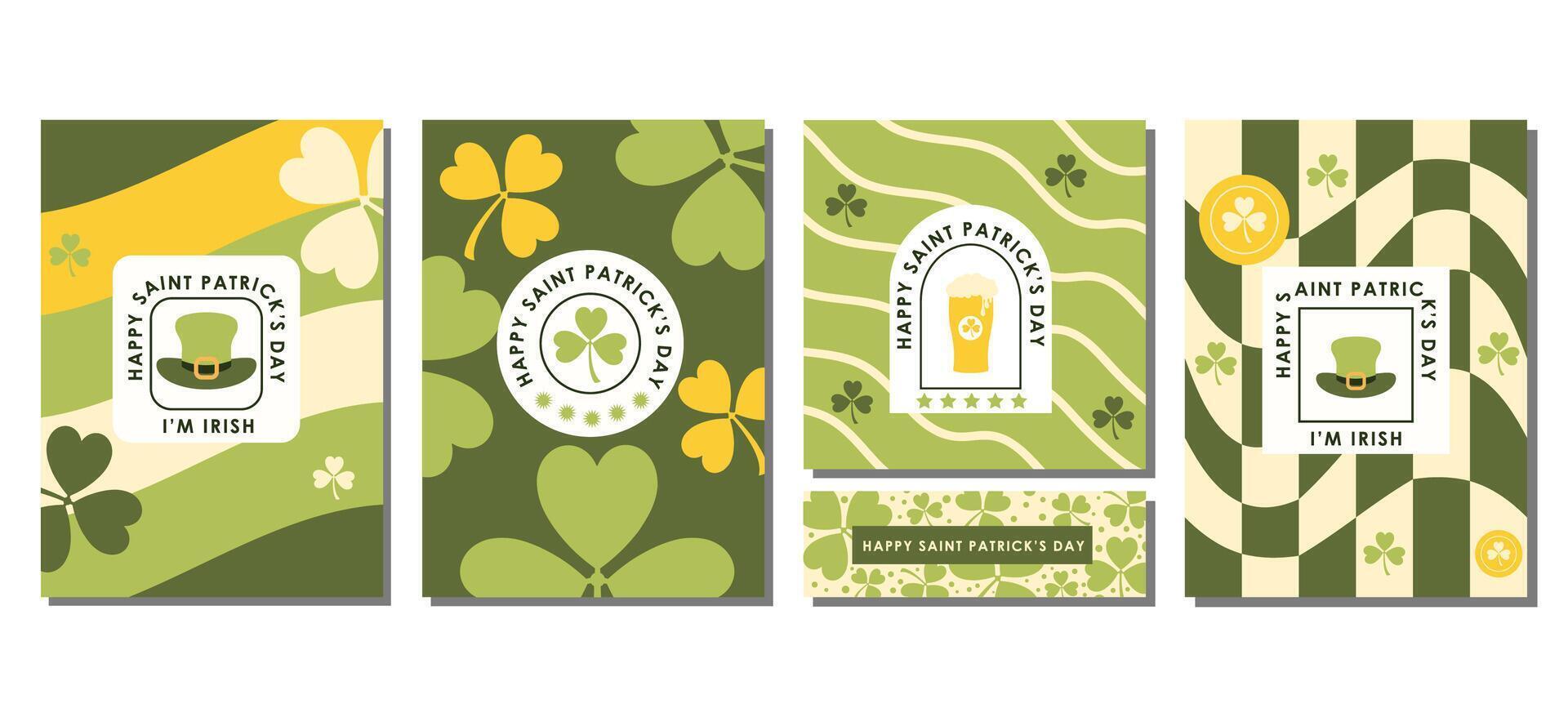 Happy Saint Patrick's Day template cover set. decorate for greeting card, fashion, commercial, banner. vector