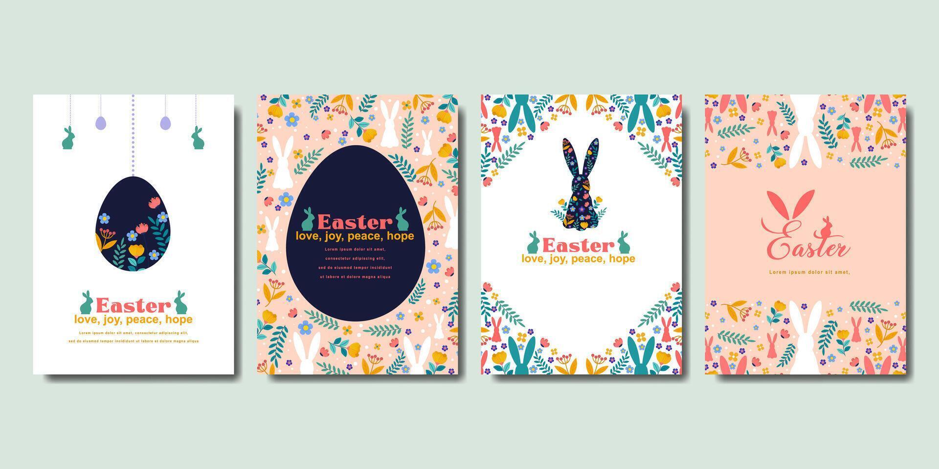happy easter greeting card  fashion  commercial  banner, cover, social media with flat design vector