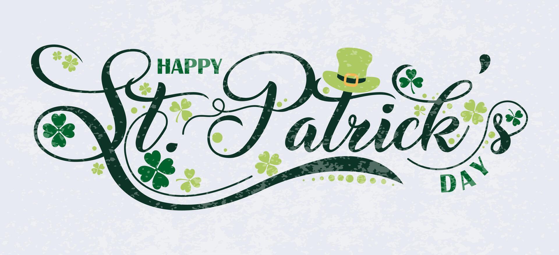 Hand sketched Lettering Happy Saint Patrick's Day logotype concept vector